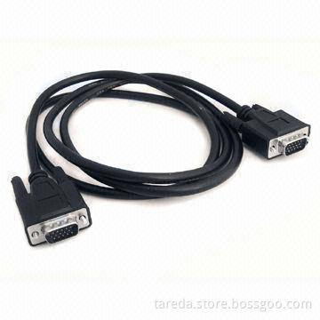 VGA Dual Monitor Cable with Fully Molded Shield to Ensure EMI/RFI Protection